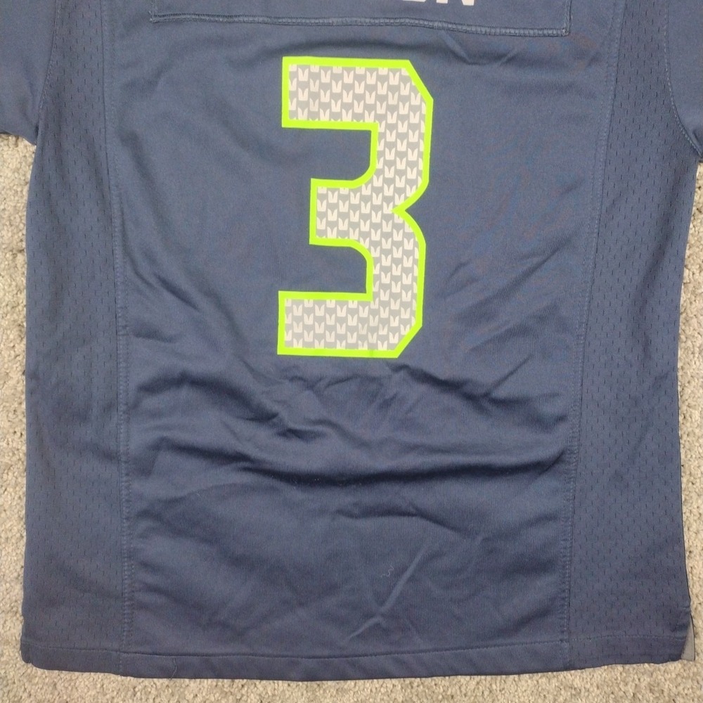 Nike On Field Seattle Seahawks NFL Jersey Shirt Russell Wilson #3 Youth LG Blue - Picture 11 of 16